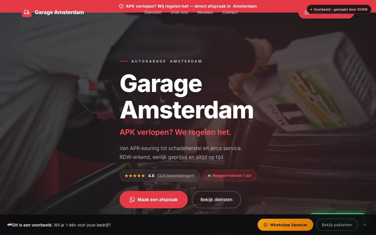 Website voor Autogarage Bakker