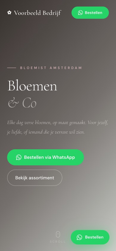 Mobiele website voor Bloemenhuis Rosa