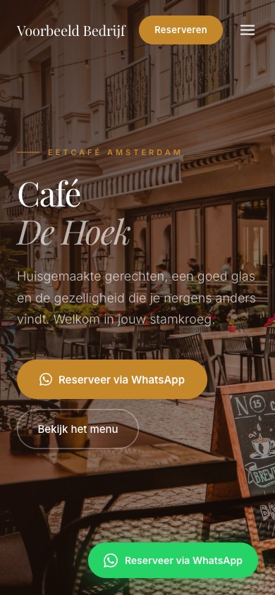 Mobiele website voor Caf&eacute; De Zwaan
