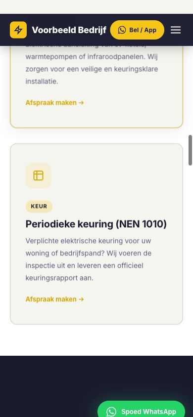 Mobiele website voor Elektro Van Leeuwen