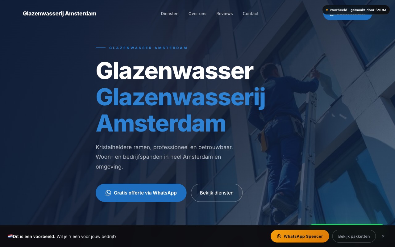 Website voor Glazenwasserij De Vries