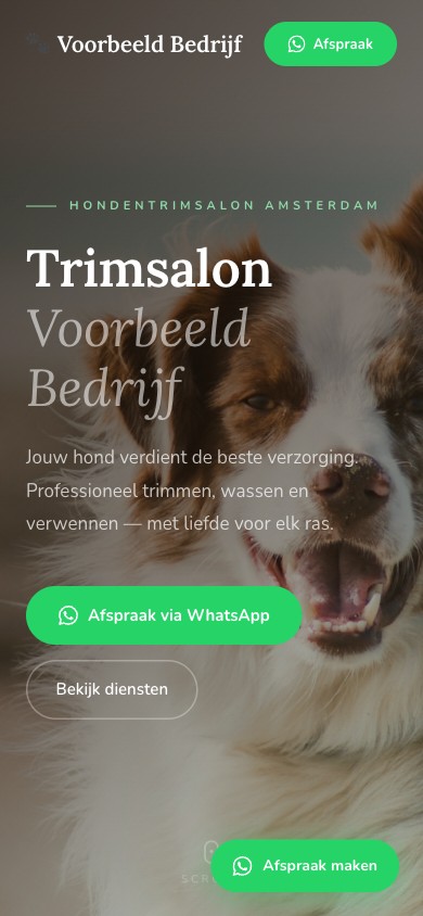 Mobiele website voor Trimsalon Boefje