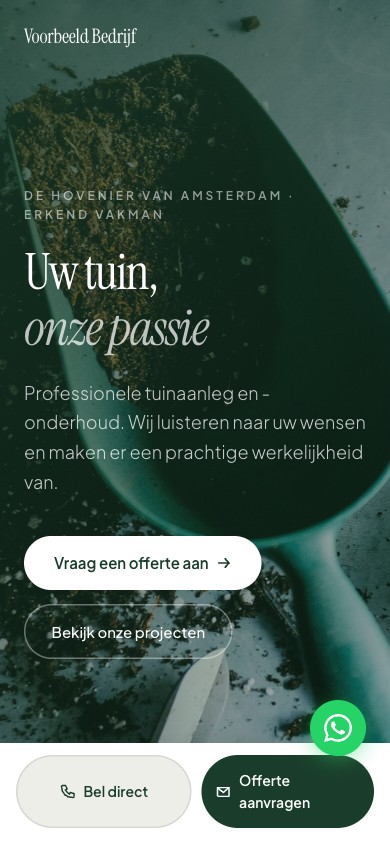 Mobiele website voor Hoveniersbedrijf Groen