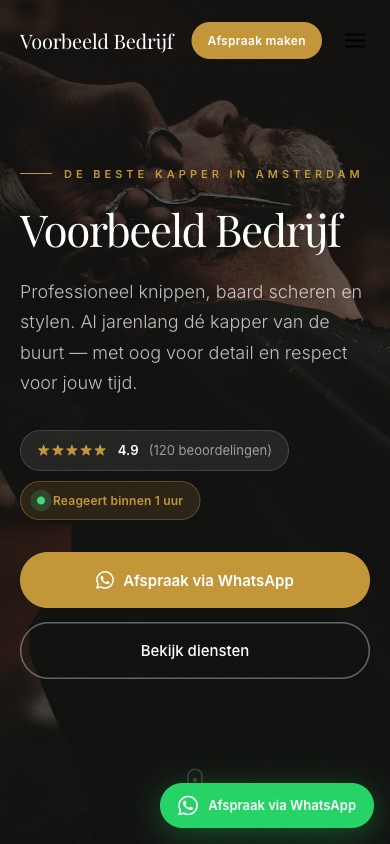Mobiele website voor Barbershop Noord