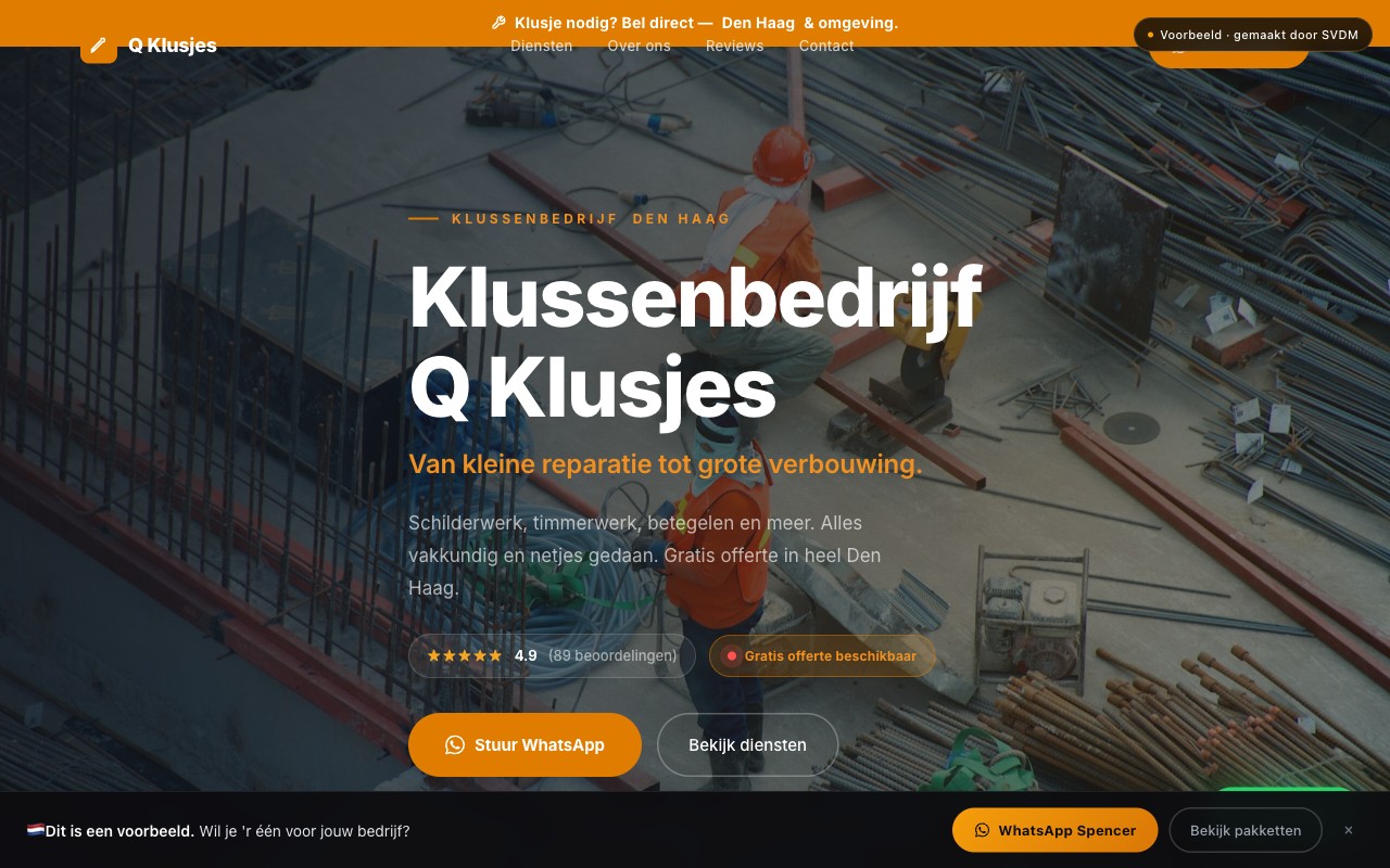 Website voor Klussenbedrijf Vermeulen
