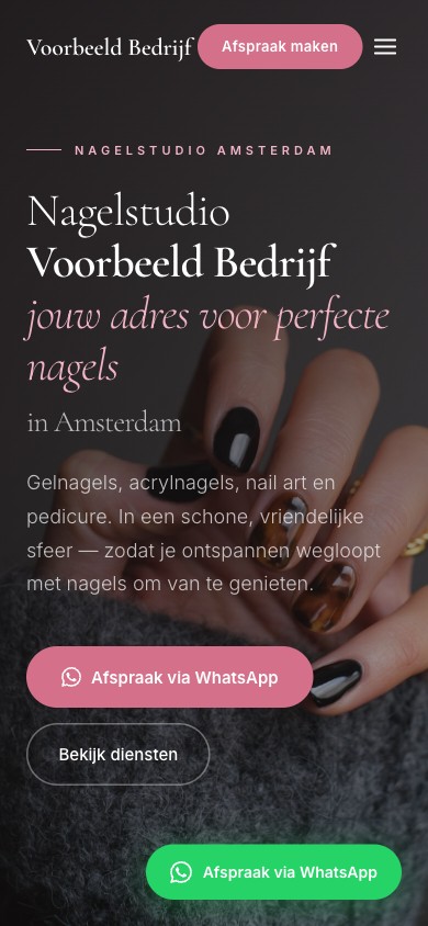 Mobiele website voor Nagelstudio Lily