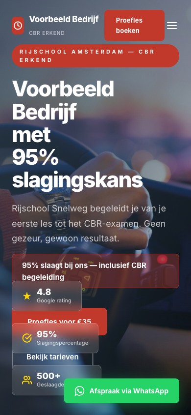 Mobiele website voor Rijschool Direct