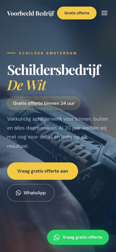 Mobiele website voor Schildersbedrijf Smit