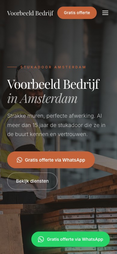 Mobiele website voor Stukadoorsbedrijf Kok