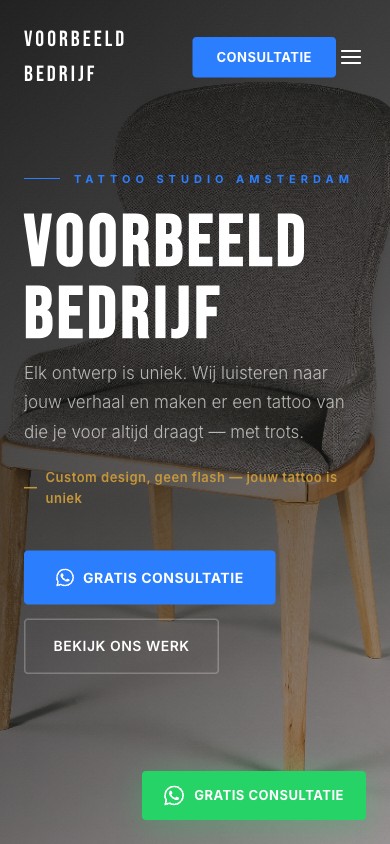 Mobiele website voor Ink & Co